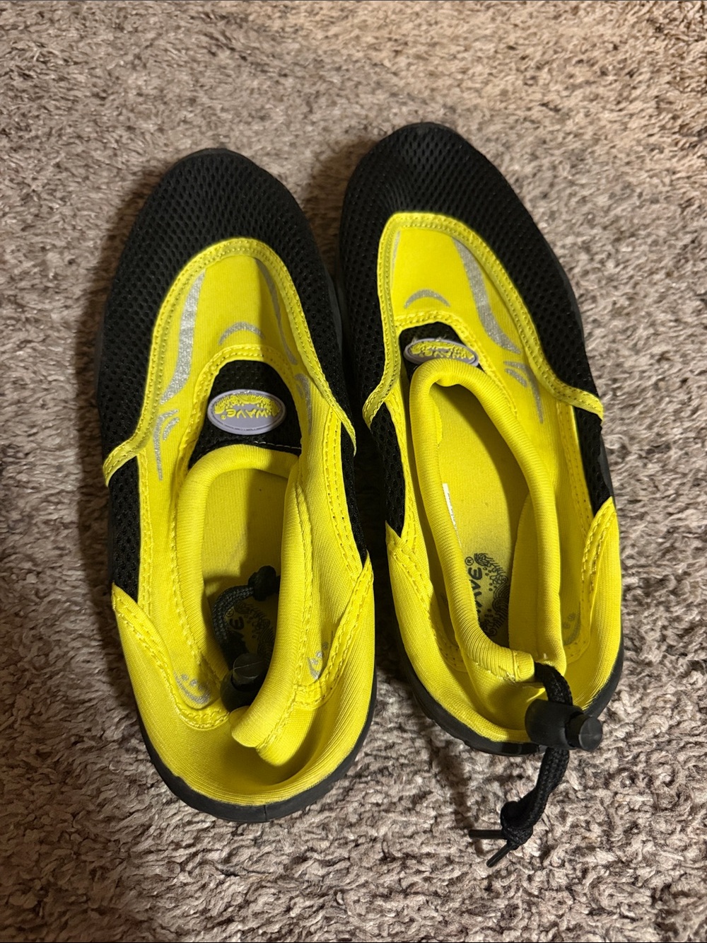 Women's Black and Yellow Slip-On Athletic Water Shoes